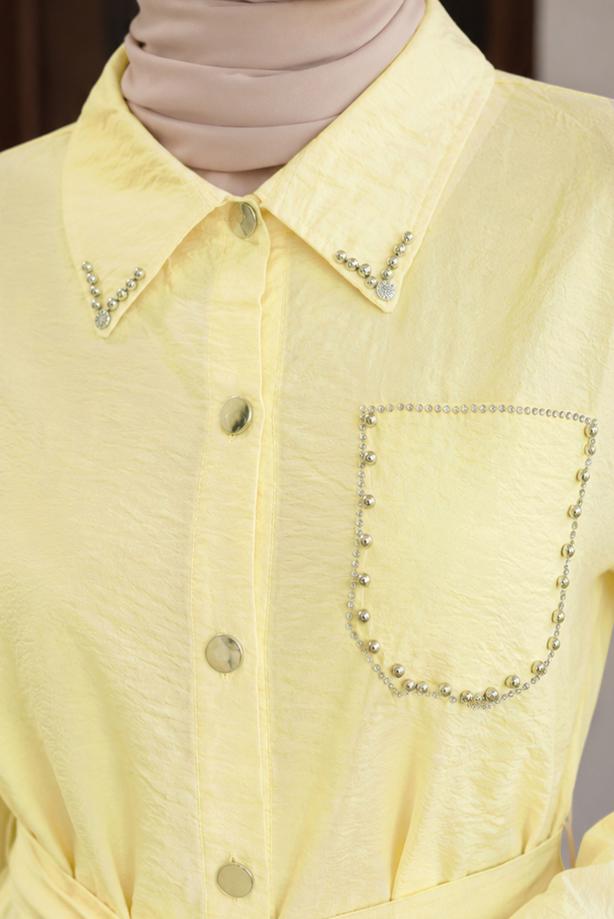 Vêtements hijab JAUNE ENSEMBLE JUPE CEINTURÉE T 7890 - TRENDTESETTÜR