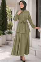 Vêtements hijab KAKI ENSEMBLE JUPE CEINTURÉE T 7890