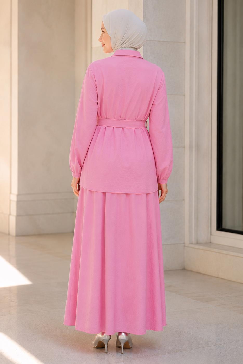Vêtements hijab ROSE ENSEMBLE JUPE CEINTURÉE T 7890