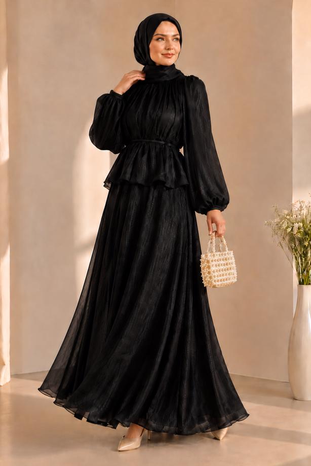 Vêtements hijab NOIR ENSEMBLE JUPE NOUÉE T 8431 - TRENDTESETTÜR