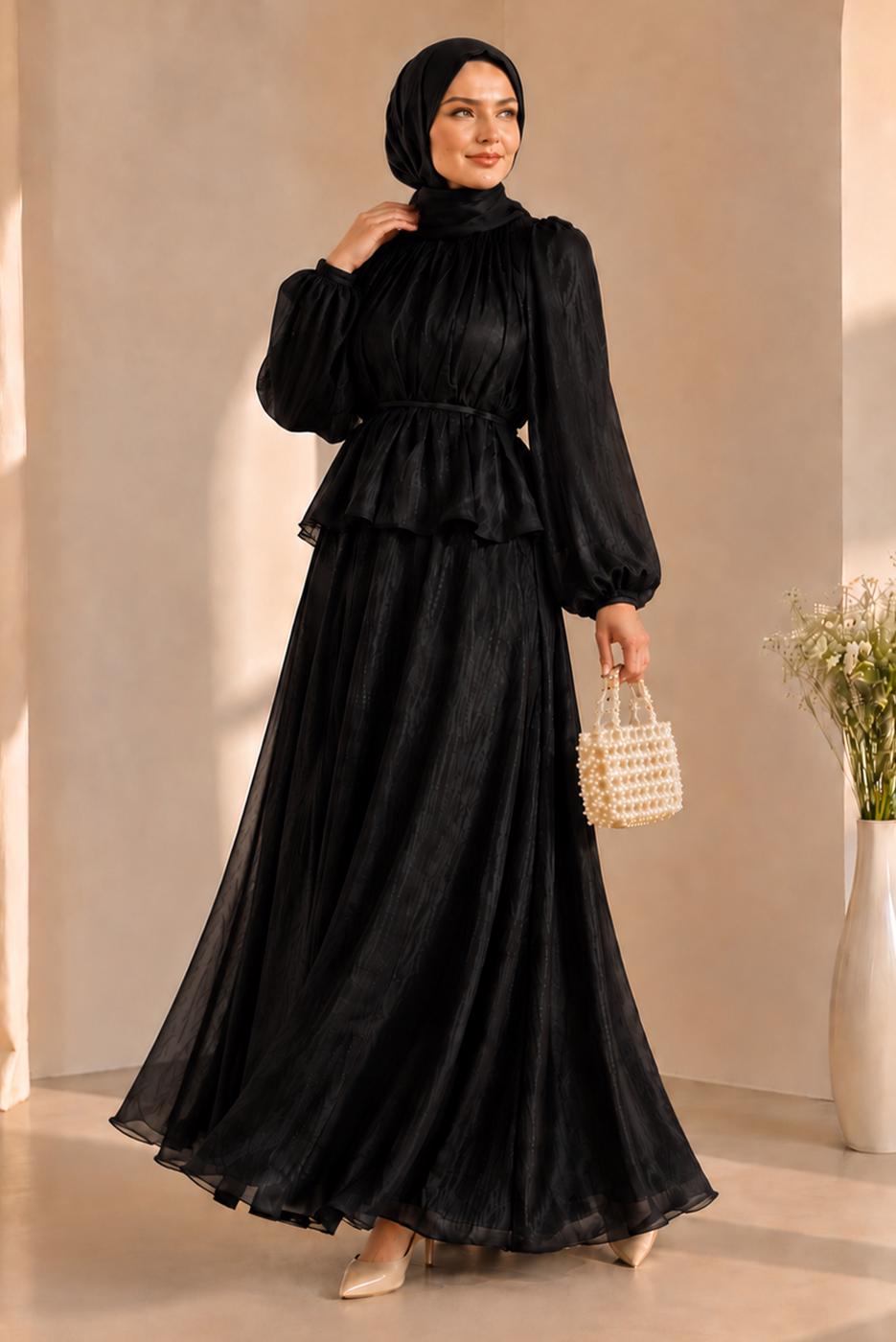 Vêtements hijab NOIR ENSEMBLE JUPE NOUÉE T 8431