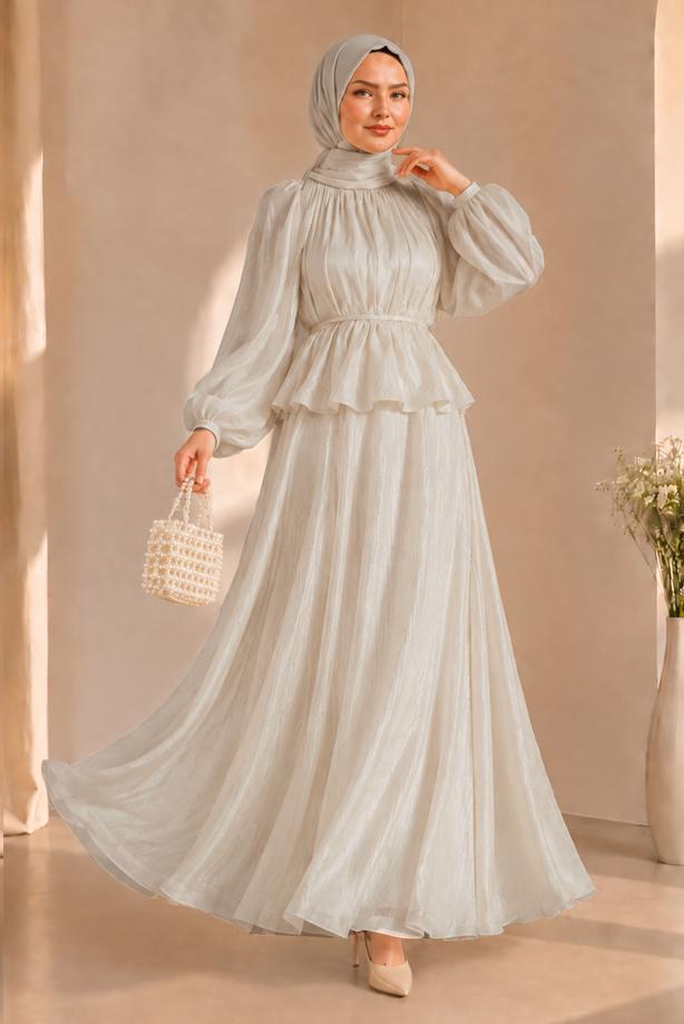 Vêtements hijab ÉCRU ENSEMBLE JUPE NOUÉE T 8431 - TRENDTESETTÜR