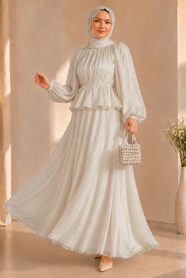 Vêtements hijab ÉCRU ENSEMBLE JUPE NOUÉE T 8431 - TRENDTESETTÜR