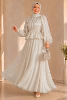Vêtements hijab ÉCRU ENSEMBLE JUPE NOUÉE T 8431