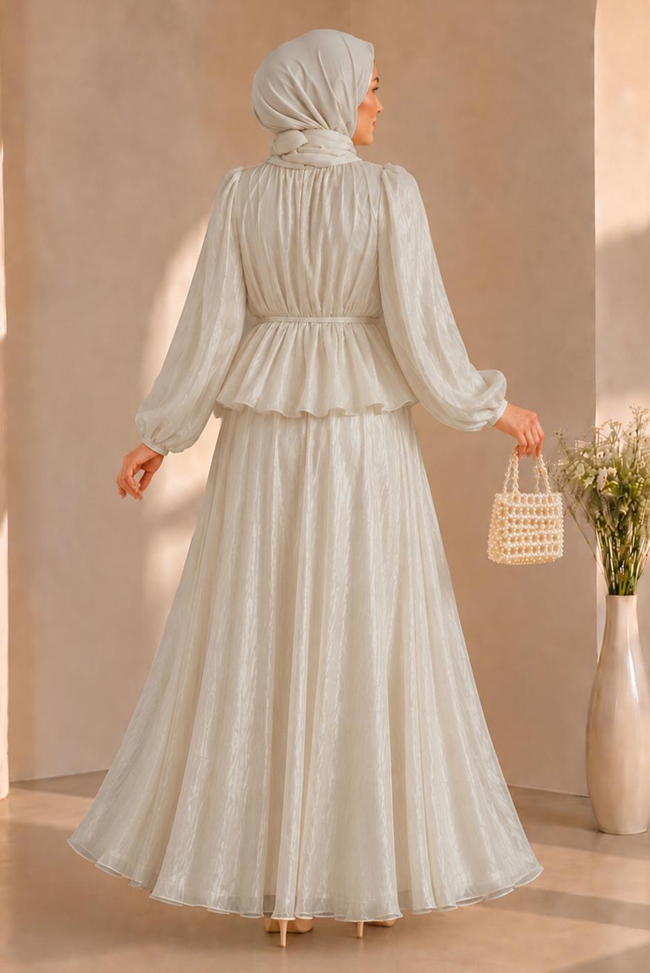 Vêtements hijab ÉCRU ENSEMBLE JUPE NOUÉE T 8431