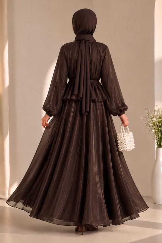 Vêtements hijab BRUN ENSEMBLE JUPE NOUÉE T 8431 - TRENDTESETTÜR