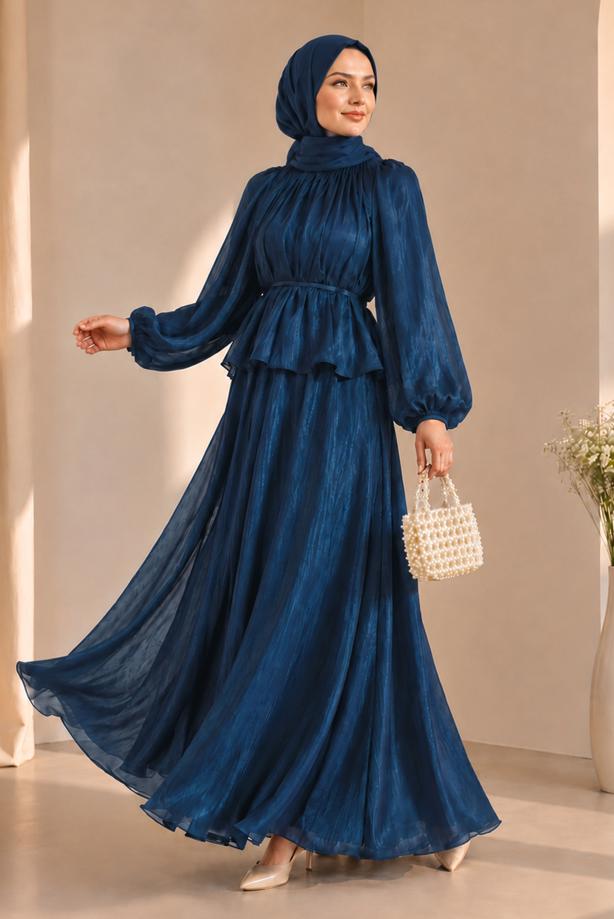 Vêtements hijab BLEU MARINE ENSEMBLE JUPE NOUÉE T 8431 - TRENDTESETTÜR