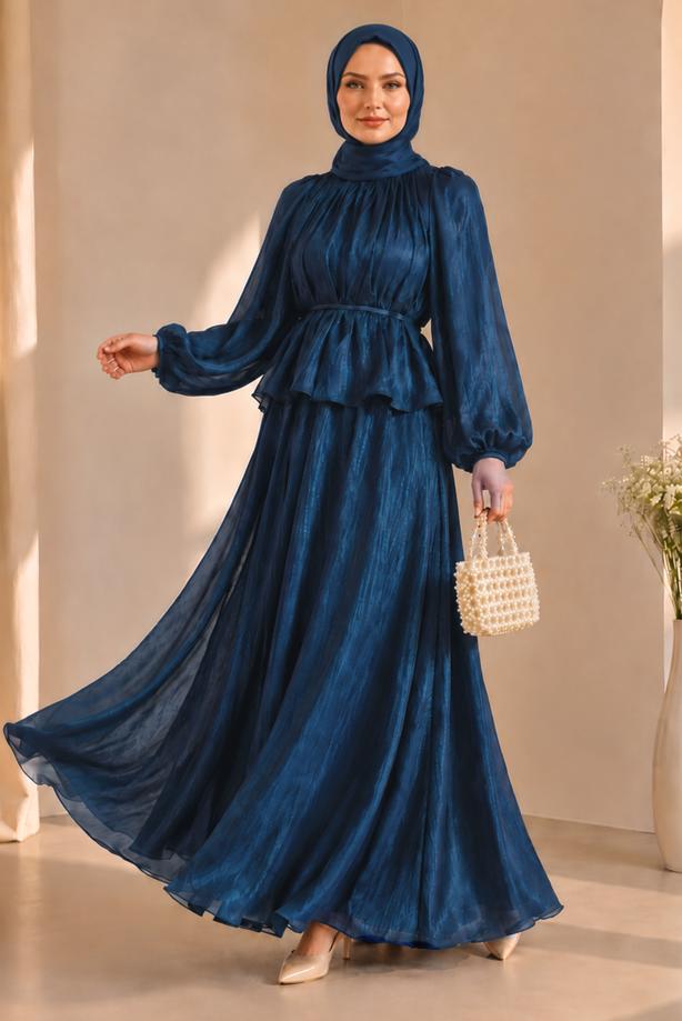 Vêtements hijab BLEU MARINE ENSEMBLE JUPE NOUÉE T 8431 - TRENDTESETTÜR