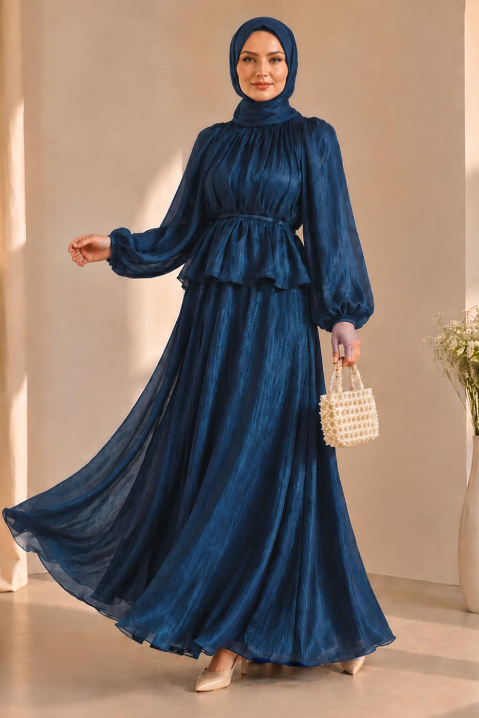 Vêtements hijab BLEU MARINE ENSEMBLE JUPE NOUÉE T 8431