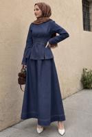 Tesettür giyim LACİVERT ETEKLİ DENİM TAKIM T 8826