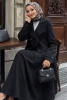 Hijab clothing BLACK DOUBLE-BREASTED SKIRTED SUIT T 8999
