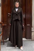 Hijab clothing BROWN DOUBLE-BREASTED SKIRTED SUIT T 8999