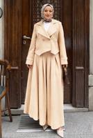 Hijab clothing BEIGE DOUBLE-BREASTED SKIRTED SUIT T 8999