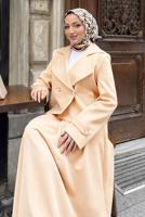 Hijab clothing BEIGE DOUBLE-BREASTED SKIRTED SUIT T 8999
