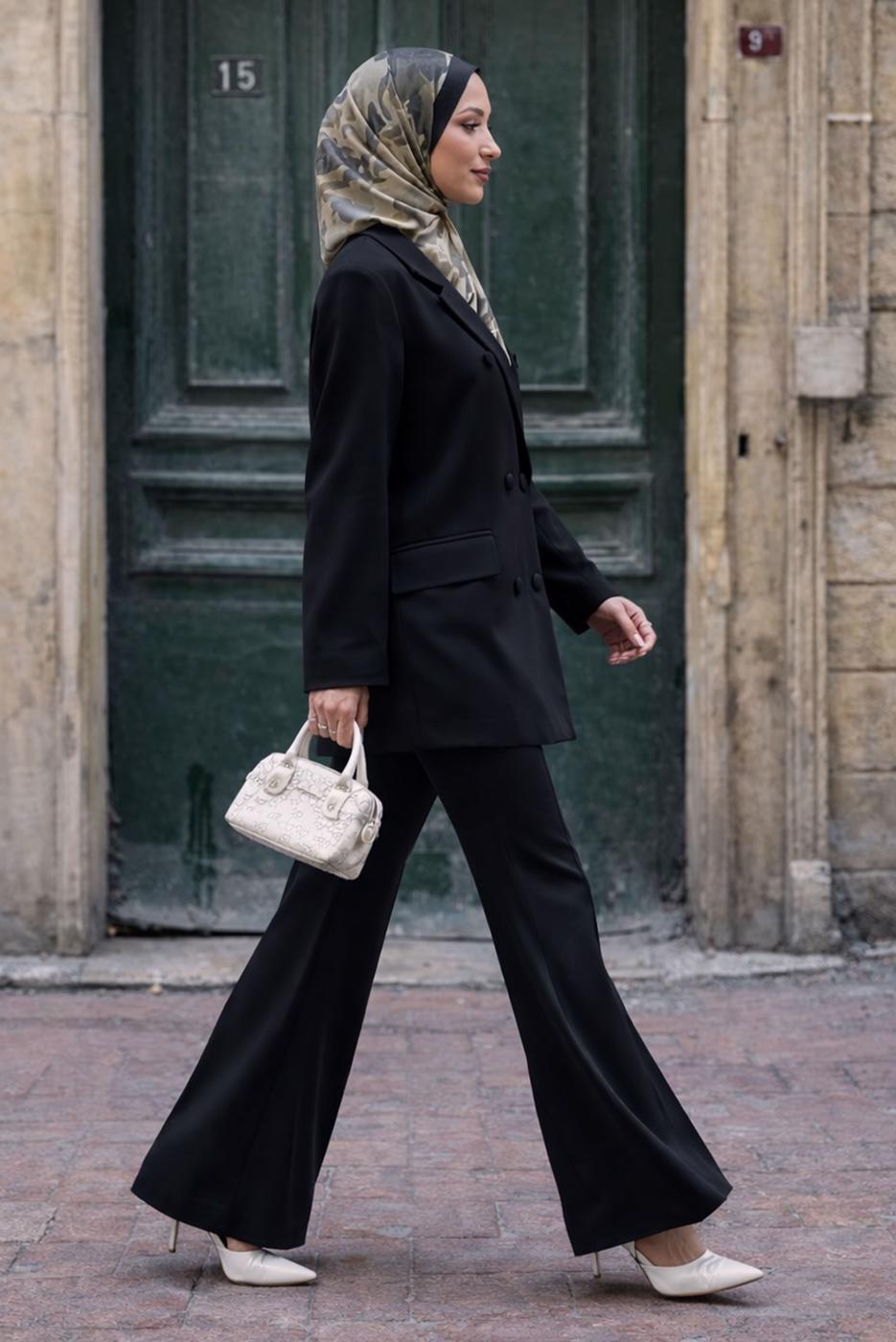 Vêtements hijab NOIR ENSEMBLE PANTALON CROISÉ T 0302