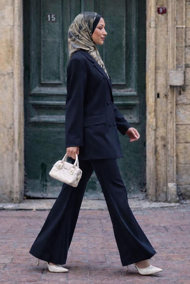 Vêtements hijab BLEU MARINE ENSEMBLE PANTALON CROISÉ T 0302 - TRENDTESETTÜR