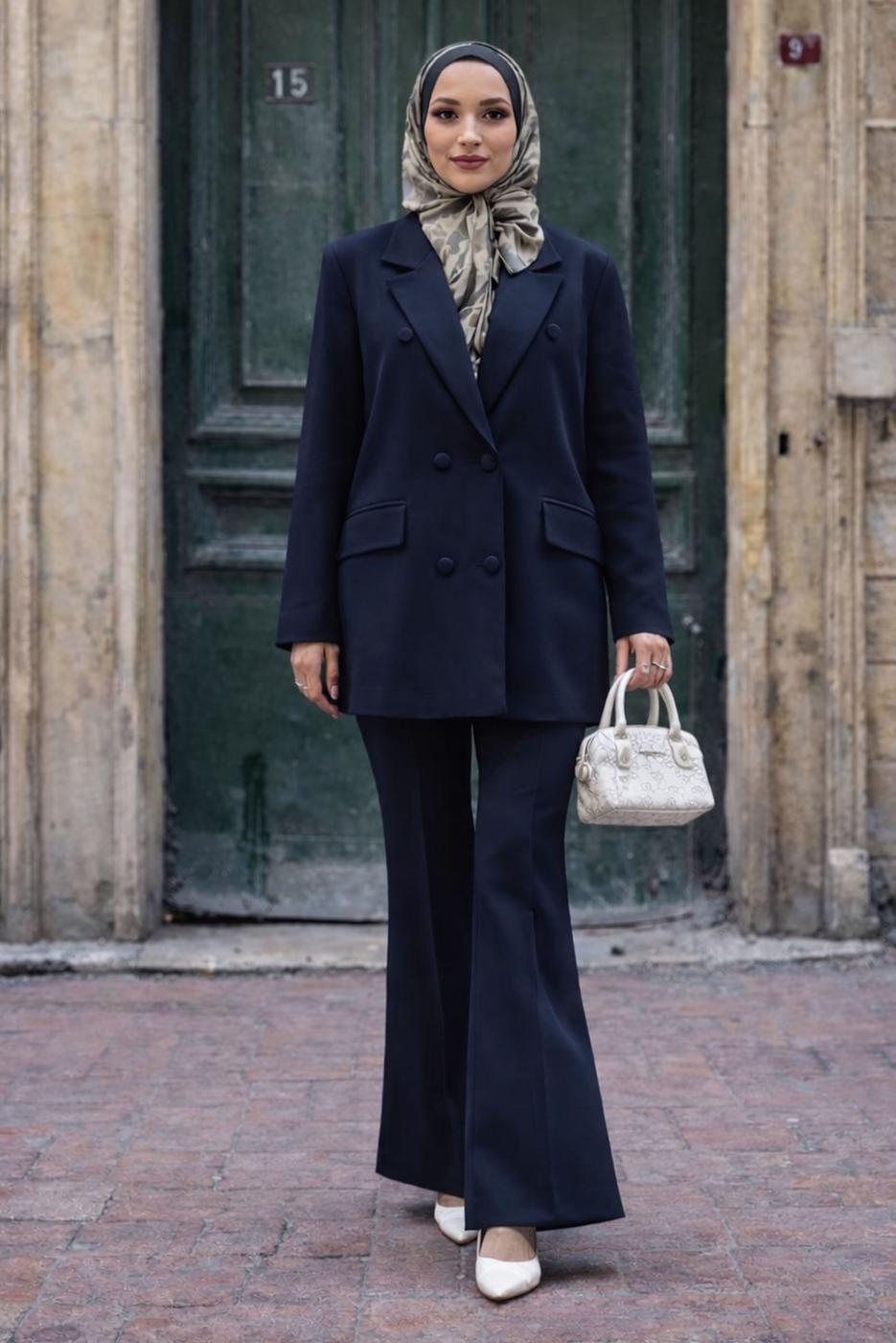 Vêtements hijab BLEU MARINE ENSEMBLE PANTALON CROISÉ T 0302