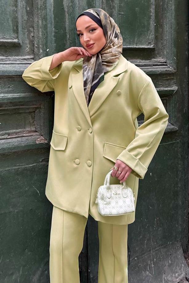 Vêtements hijab VERT ENSEMBLE PANTALON CROISÉ T 0302 - TRENDTESETTÜR