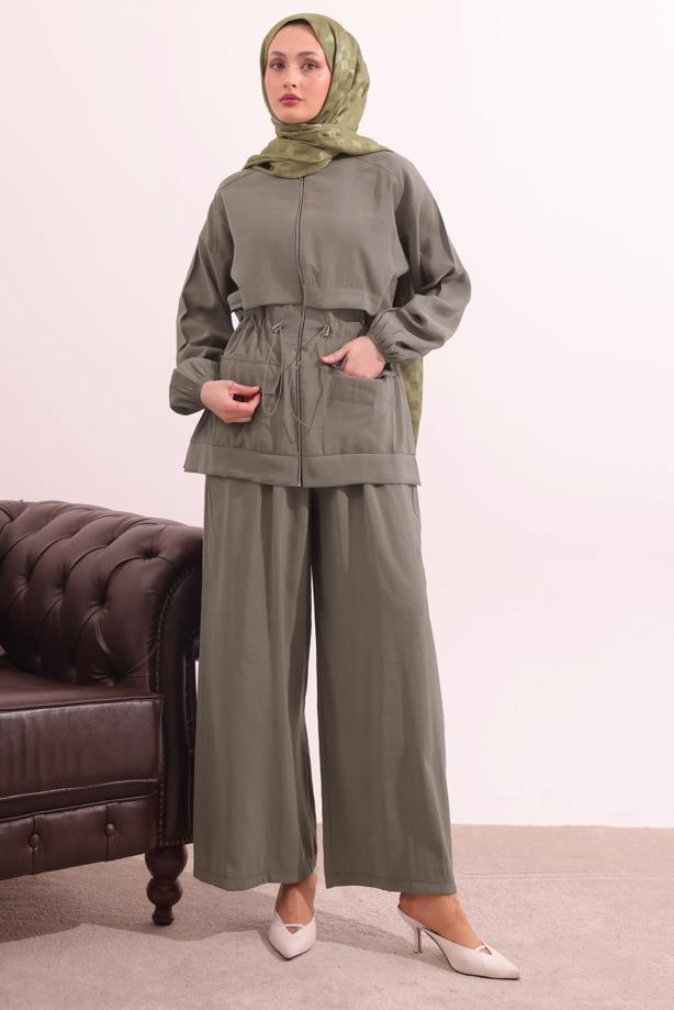 Tesettür giyim VİZON BELİ BAĞCIKLI MODAL TAKIM T 0362 - TRENDTESETTÜR