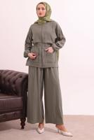Tesettür giyim VİZON BELİ BAĞCIKLI MODAL TAKIM T 0362