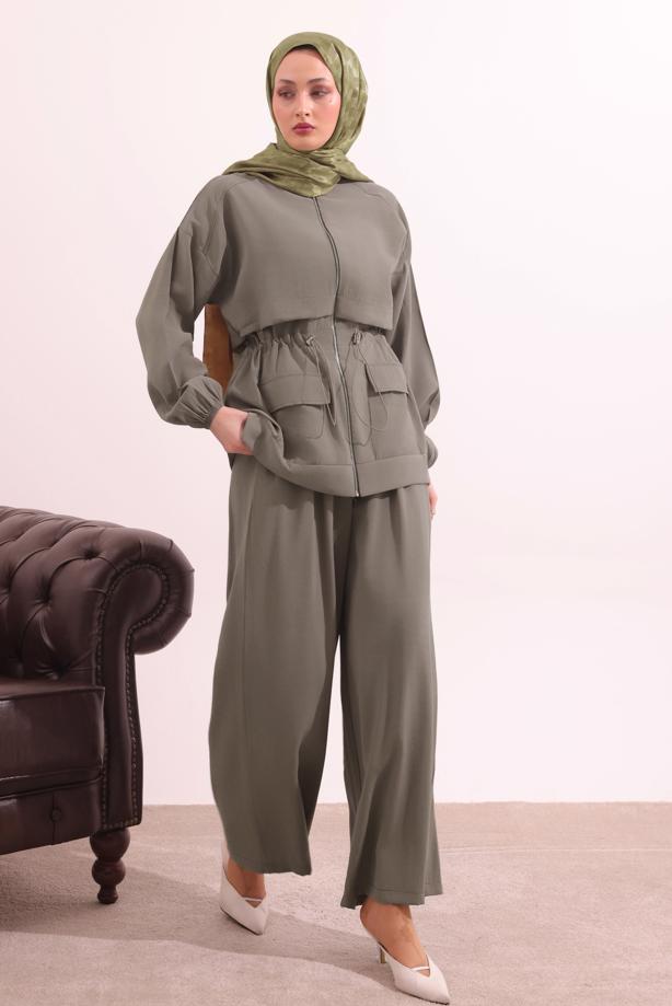 Tesettür giyim VİZON BELİ BAĞCIKLI MODAL TAKIM T 0362 - TRENDTESETTÜR