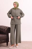 Tesettür giyim VİZON BELİ BAĞCIKLI MODAL TAKIM T 0362