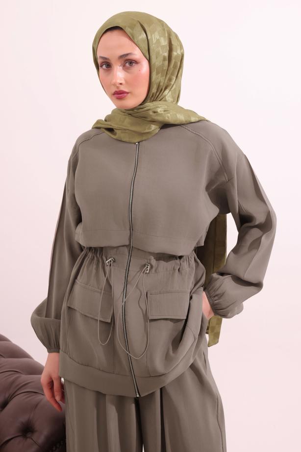 Tesettür giyim VİZON BELİ BAĞCIKLI MODAL TAKIM T 0362 - TRENDTESETTÜR