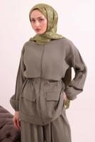 Tesettür giyim VİZON BELİ BAĞCIKLI MODAL TAKIM T 0362