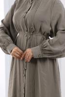 Hijab clothing MINK BELTED CUPRA PLEAT DETAIL PANTSUIT T 1078