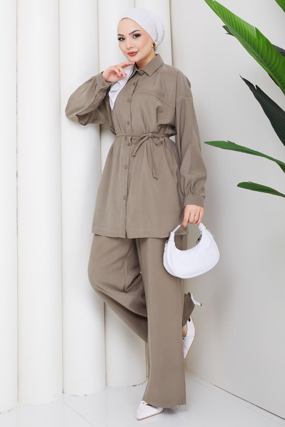 Vêtements hijab VISON ENSEMBLE PANTALON CEINTURÉ EN COTON T 1590