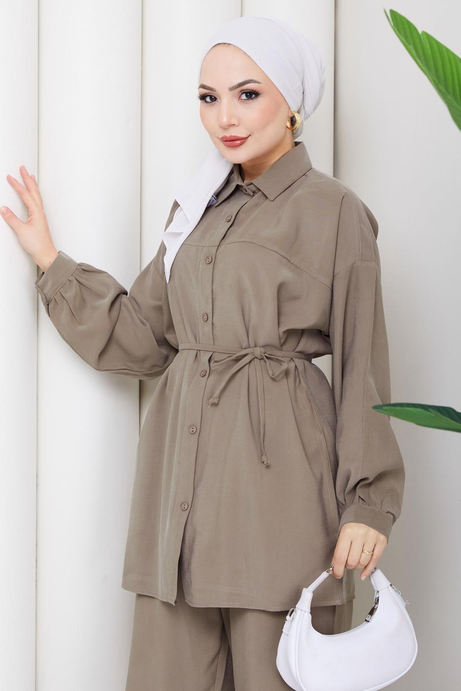 Vêtements hijab VISON ENSEMBLE PANTALON CEINTURÉ EN COTON T 1590