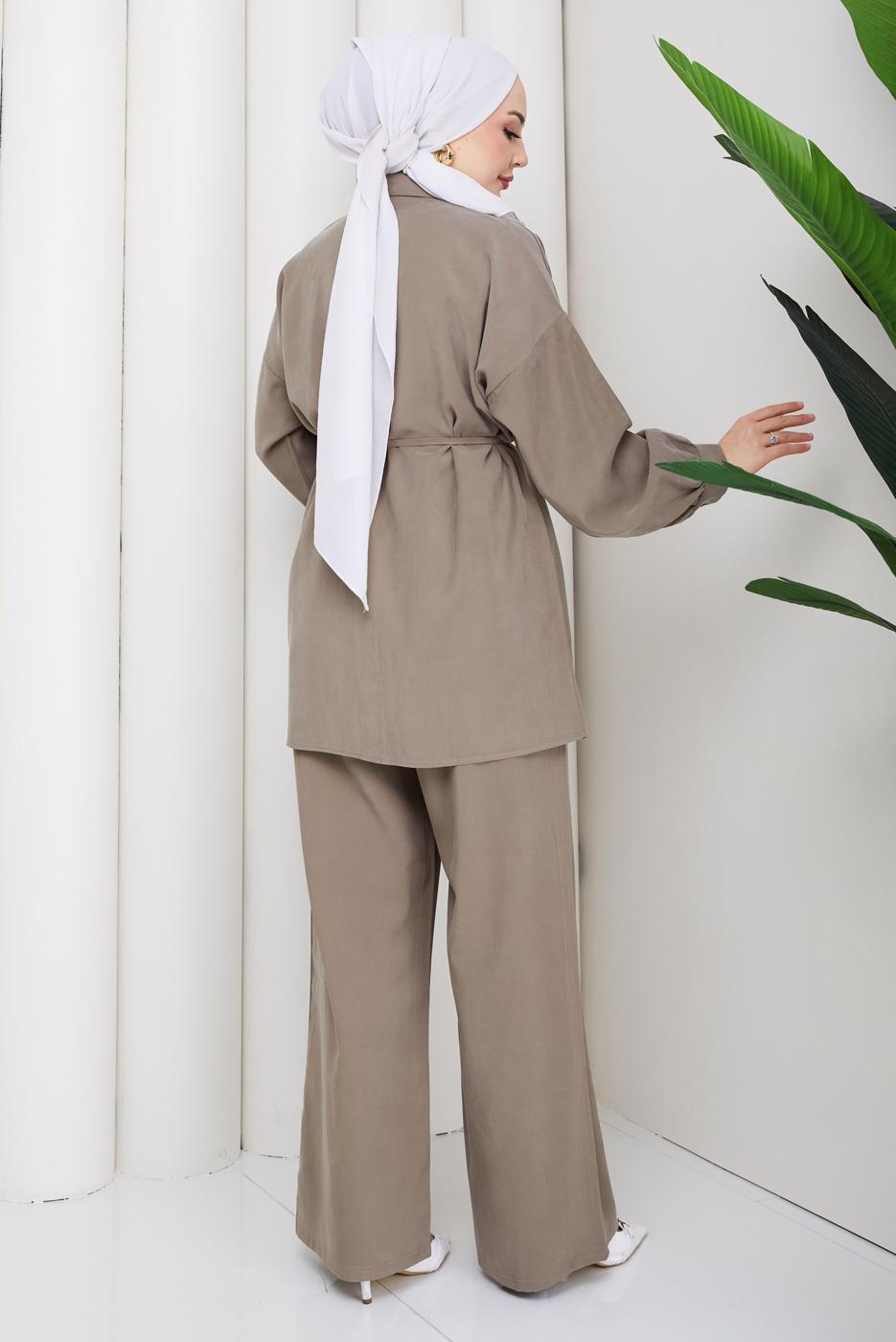 Vêtements hijab VISON ENSEMBLE PANTALON CEINTURÉ EN COTON T 1590