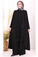 Hijab clothing BLACK THREE PIECE VESTED PANTSUIT T 2108