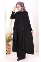 Hijab clothing BLACK THREE PIECE VESTED PANTSUIT T 2108