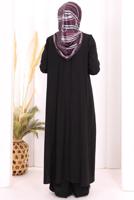 Hijab clothing BLACK THREE PIECE VESTED PANTSUIT T 2108