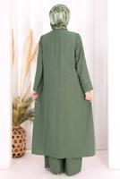 Hijab clothing KHAKI THREE PIECE VESTED PANTSUIT T 2108