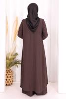 Hijab clothing BROWN THREE PIECE VESTED PANTSUIT T 2108
