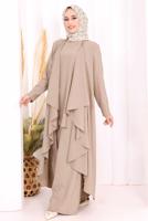 Hijab clothing MINK THREE PIECE VESTED PANTSUIT T 2108