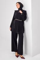 Tesettür giyim SİYAH ZİNCİR KEMERLİ MODAL TAKIM T 2362