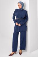 Tesettür giyim LACİVERT ZİNCİR KEMERLİ MODAL TAKIM T 2362