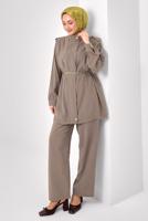 Tesettür giyim VİZON ZİNCİR KEMERLİ MODAL TAKIM T 2362