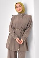 Tesettür giyim VİZON ZİNCİR KEMERLİ MODAL TAKIM T 2362