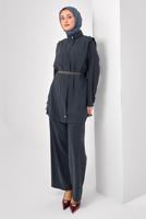 Tesettür giyim GRİ ZİNCİR KEMERLİ MODAL TAKIM T 2362