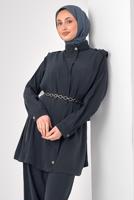 Tesettür giyim GRİ ZİNCİR KEMERLİ MODAL TAKIM T 2362