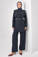 Tesettür giyim GRİ ZİNCİR KEMERLİ MODAL TAKIM T 2362