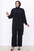 Tesettür giyim SİYAH PANTOLONLU ABİYE TAKIM T 2831