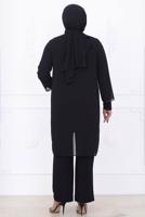 Tesettür giyim SİYAH PANTOLONLU ABİYE TAKIM T 2831