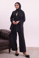 Tesettür giyim SİYAH FULARLI MODAL TAKIM T 3027