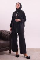 Tesettür giyim SİYAH FULARLI MODAL TAKIM T 3027