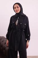 Tesettür giyim SİYAH FULARLI MODAL TAKIM T 3027